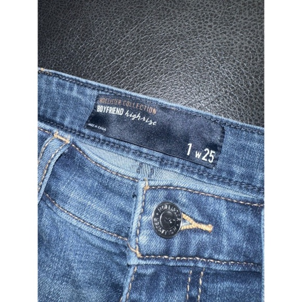 Hollister Collection Boyfriend high rise jeans size 1 w 25 blue ripped womens - Picture 3 of 4